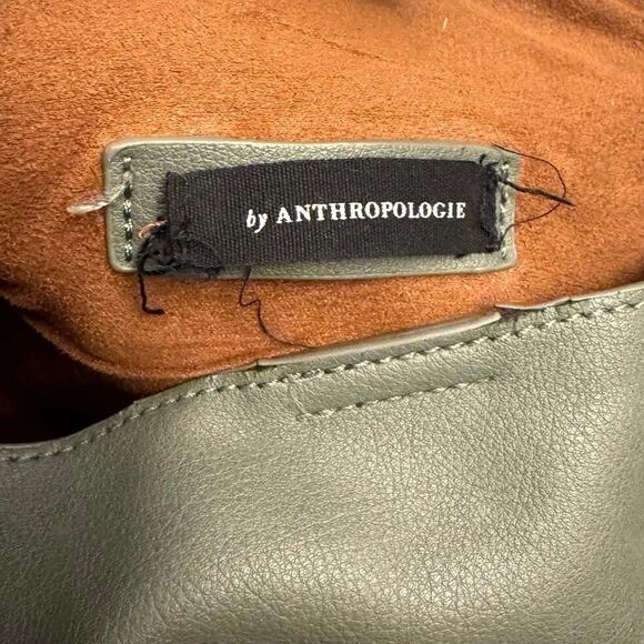 By Anthropologie Women's Green Black Solid Genuine Leather Shoulder Handbags - Picture 4 of 10